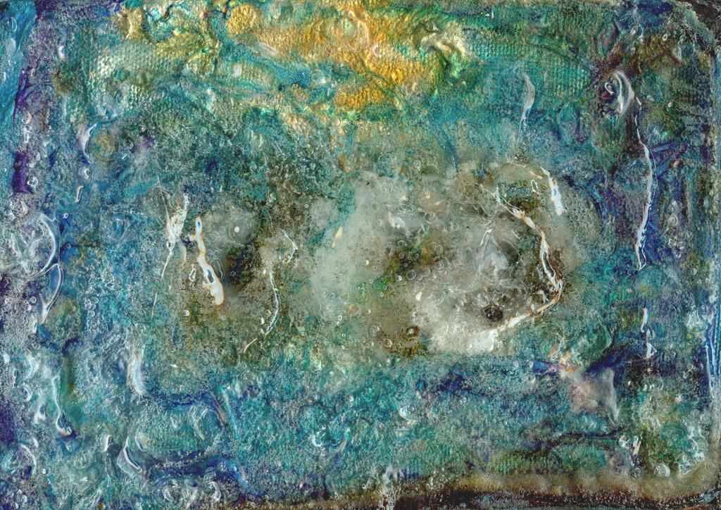 Abstract acrylic paintings photograph. 8x5 inches on stretched canvas. This painting has deep texture and embedded bubbles.