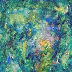 Blue-green abstract painting