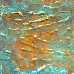 Gold and blue abstract painting