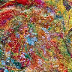 Red yellow green abstract painting