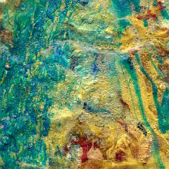 Yellow and teal abstract painting