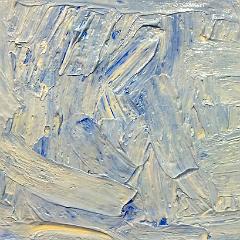 Blue and white abstract painting early draft