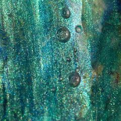 Blue green extremely detailed painting close-up with bubbles