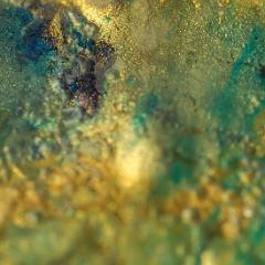 Gold yellow green extremely detailed painting close-up with lumps
