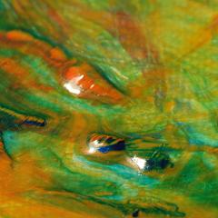 Green orange blue extremely detailed painting close-up