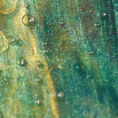 Yellow green blue extremely detailed painting close-up with bubbles
