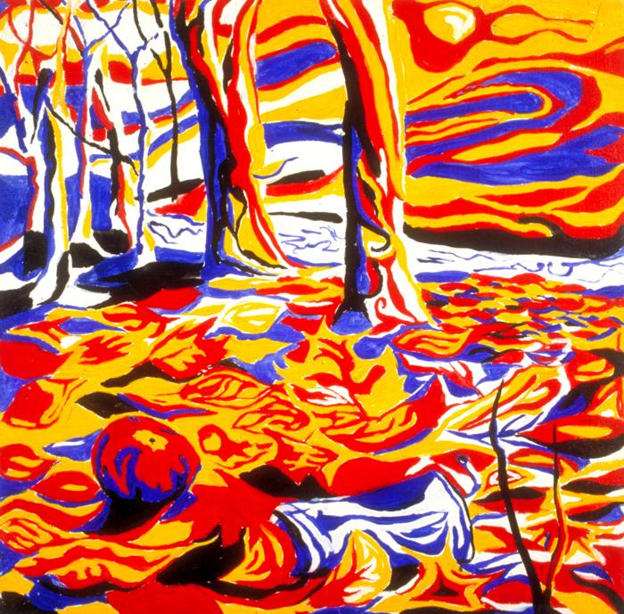 Surreal Paintings photograph. <h2>While you are here, please consider buying a <a href='/books/'>book</a>.</h2>
This is an abstract oil painting done as an exercise to work with primary colors red, blue, and yellow. Primary colors can be combined to create any other hue. White and black were also allowed in this exercise. This painting is for sale. Stretched canvas, 2x2 feet. I like the fluid feel of the colors.  Also check out my <a href='/drawings/'>drawings</a>.
