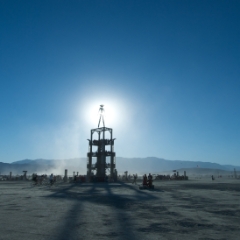 Burning Man long shadows in the sun