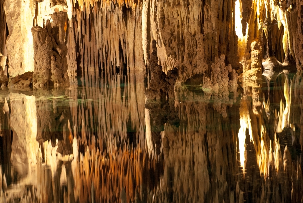 Mexico Caves & Cenotes photograph. Stalactites and stalagmites on the Cenote Aktun Chen near Akumel, Mexico on the Yucatan Peninsula.