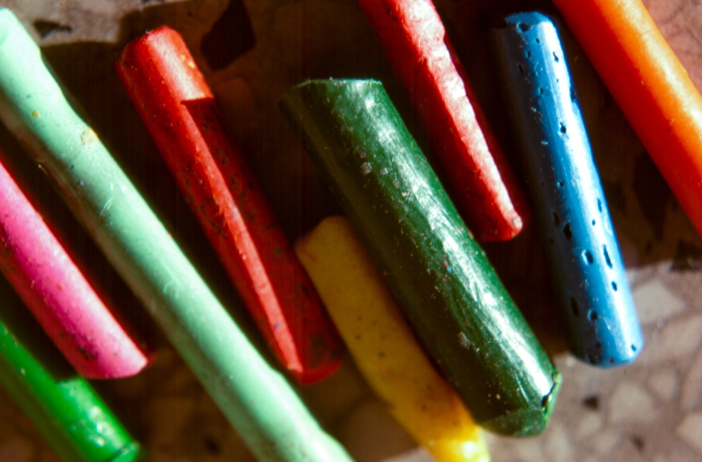 Crayons photograph. I peeled these crayons and posed them outside.
