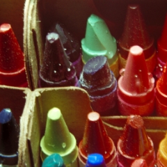 New crayons with water droplets