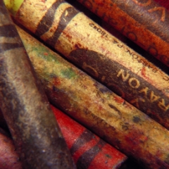 Old unpeeled crayons