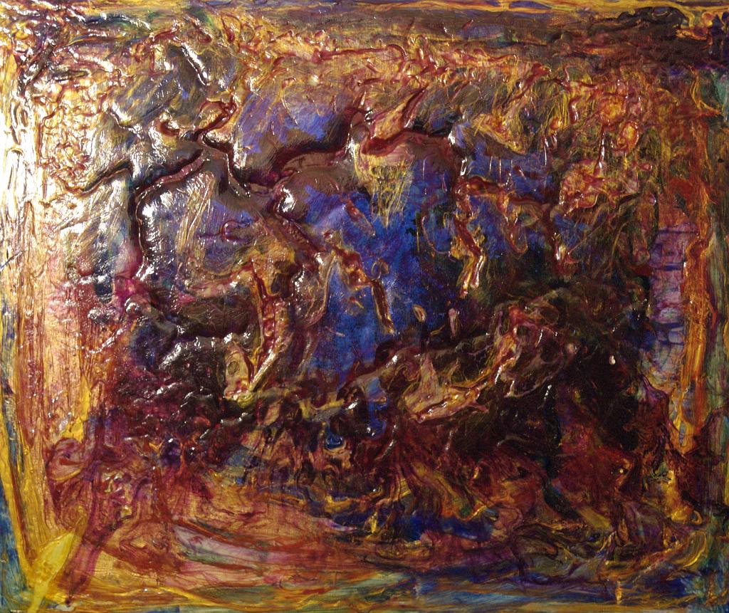 dark red and yellow abstract painting