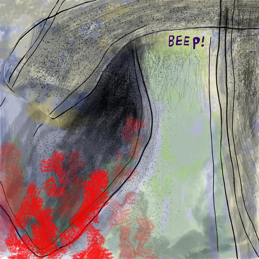 Abstract digital paintings photograph. It says BEEP!