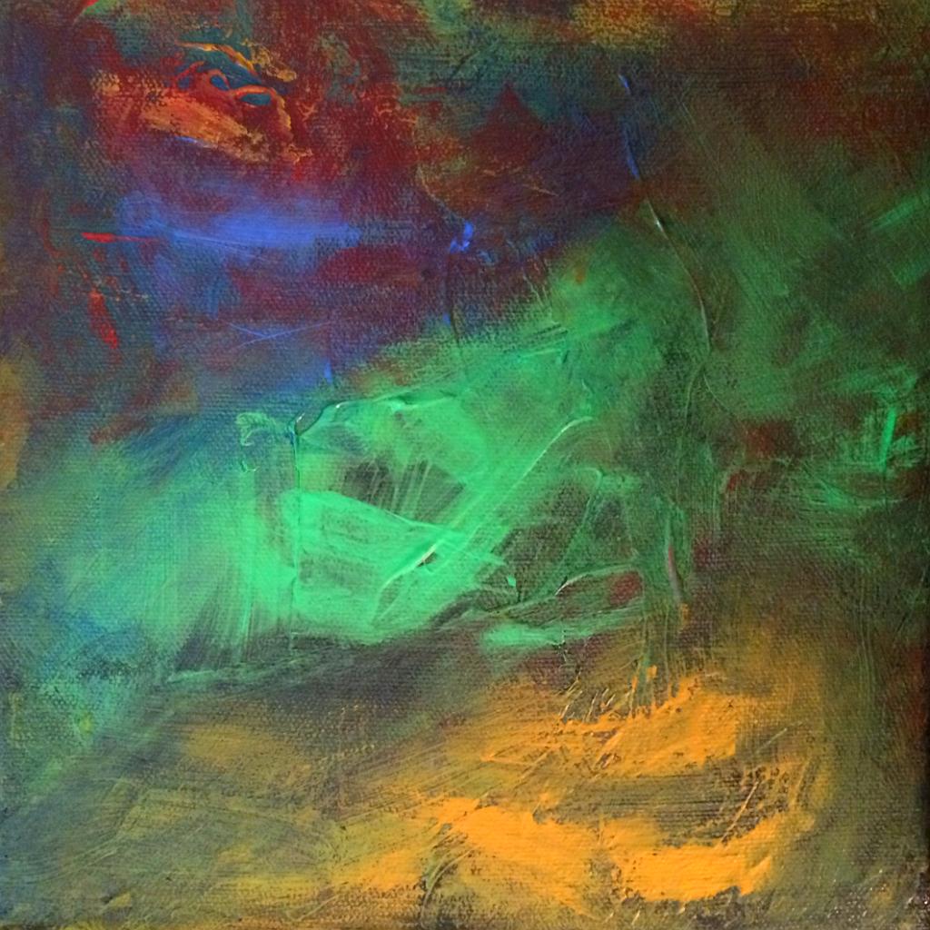 Early drafts of abstract acrylic paintings photograph. 