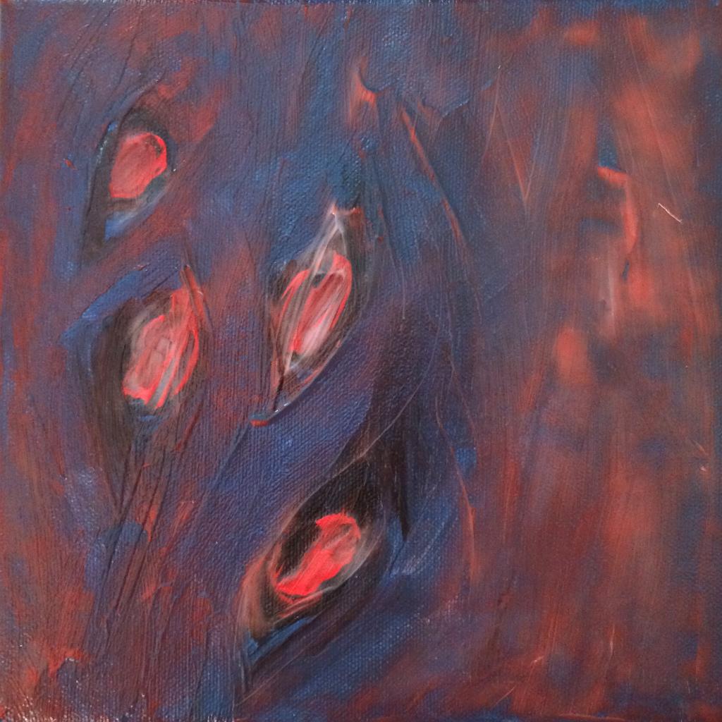 Early drafts of abstract acrylic paintings photograph. 