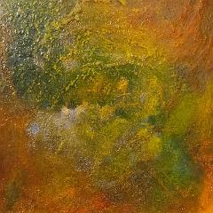 Orange and green abstract oil painting