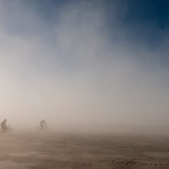 Dusty bikers