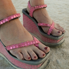 Bejeweled pink sandals