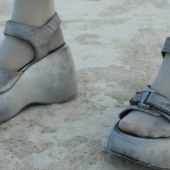 Gray stockings and sandals