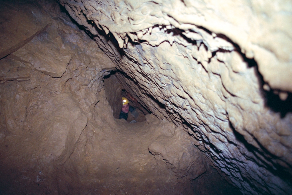 caving in a tight and narrow passage