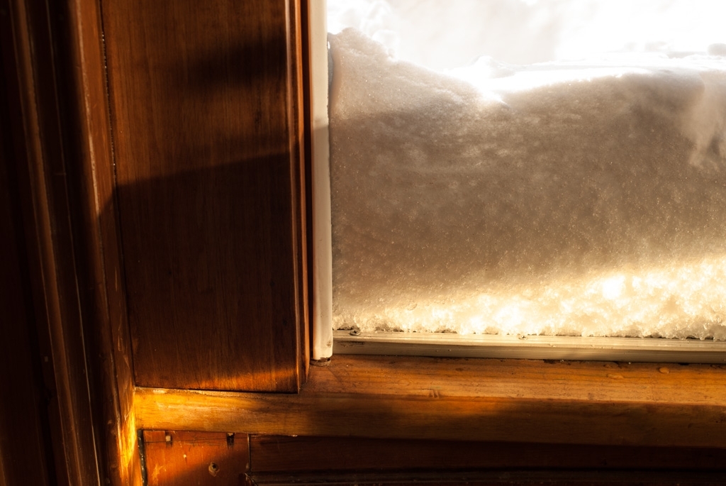 Colorful things photograph. The snow piled up very high behind the glass in the door. I was afraid to open it.
