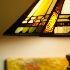 Brown and yellow faux Tiffany lamp