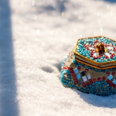 Mosaic box on snow