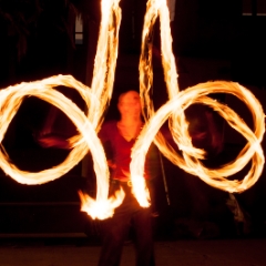 Fire spinning angel wings