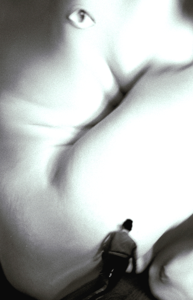 Distorted portraits photograph. 