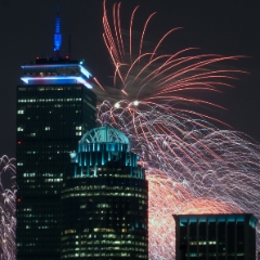 Fireworks behind the Prudential