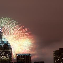 Fireworks behind the Prudential