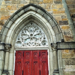 Red church doors